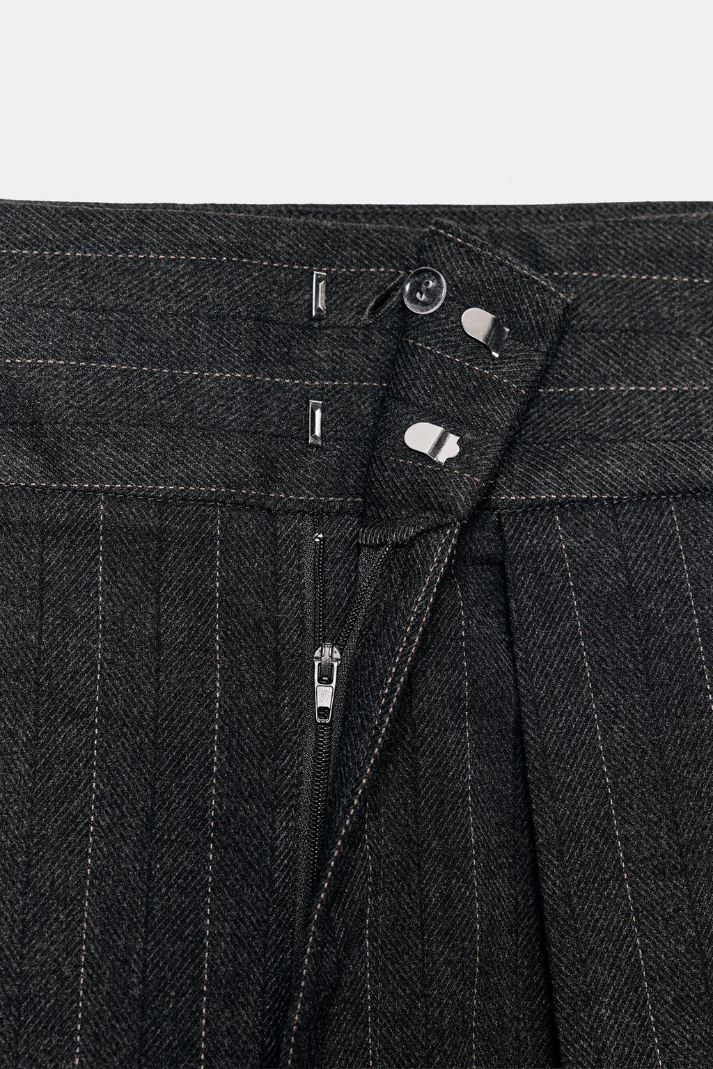 БРЮКИ BALLOON В ПОЛОСКУ С ЗАЩИПАМИ