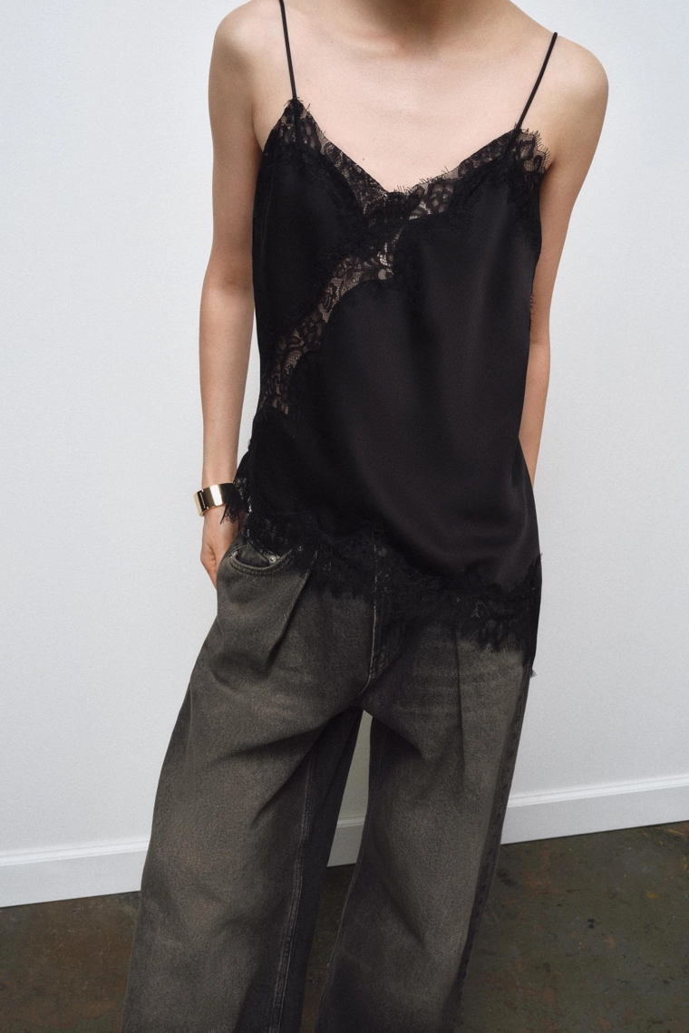 ДЖИНСЫ ZW COLLECTION WIDE LEG СО СРЕДНЕЙ ПОСАДКОЙ И ВЫТАЧКАМИ