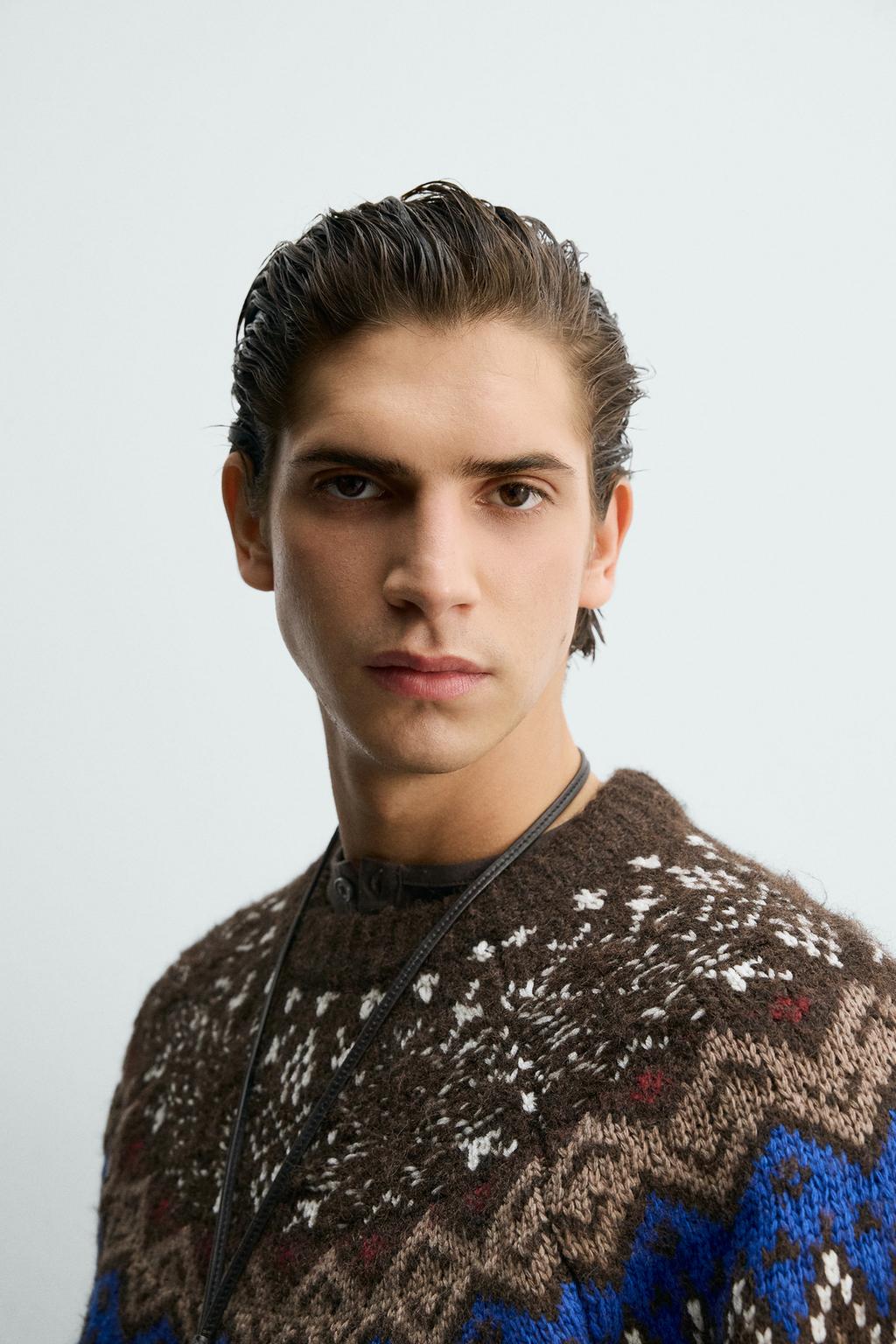 ЖАККАРДОВЫЙ СВИТЕР С ГЕОМЕТРИЧЕСКИМ УЗОРОМ