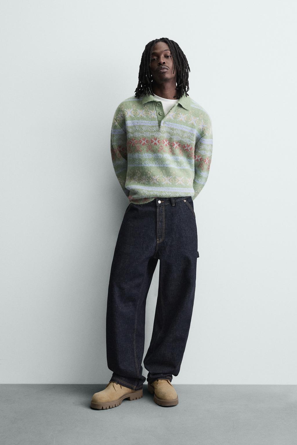 ПОЛО ИЗ ЖАККАРДОВОГО ТРИКОТАЖА С ГЕОМЕТРИЧЕСКИМ УЗОРОМ И ТЕКСТУРОЙ