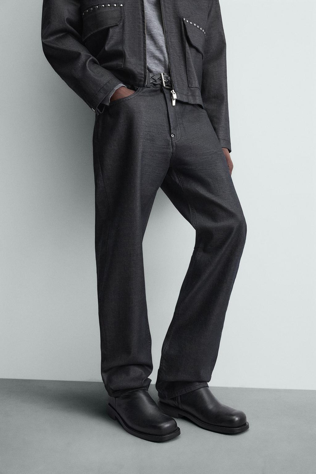 ДЖИНСЫ ПРЯМОГО КРОЯ С ВОЩЕНЫМ ПОКРЫТИЕМ