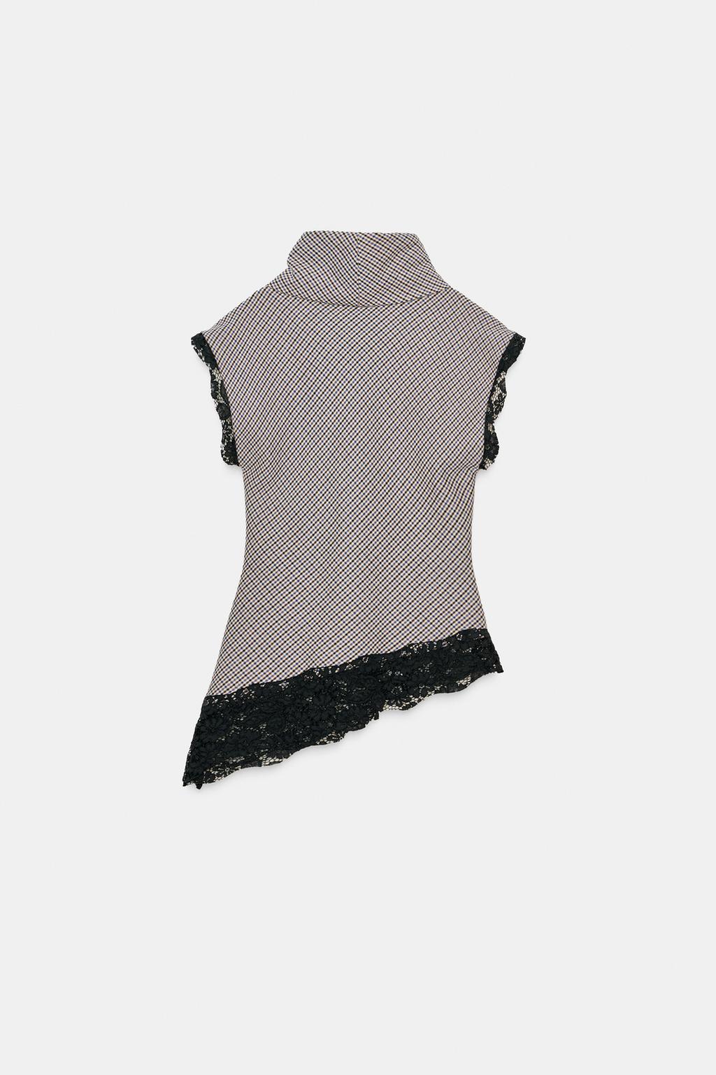 ТОП С УЗОРОМ «ГУСИНАЯ ЛАПКА» И КРУЖЕВОМ