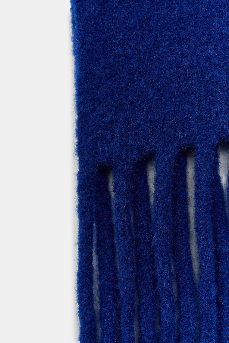 ВЯЗАНЫЙ ШАРФ С ШЕРСТЬЮ И БАХРОМОЙ