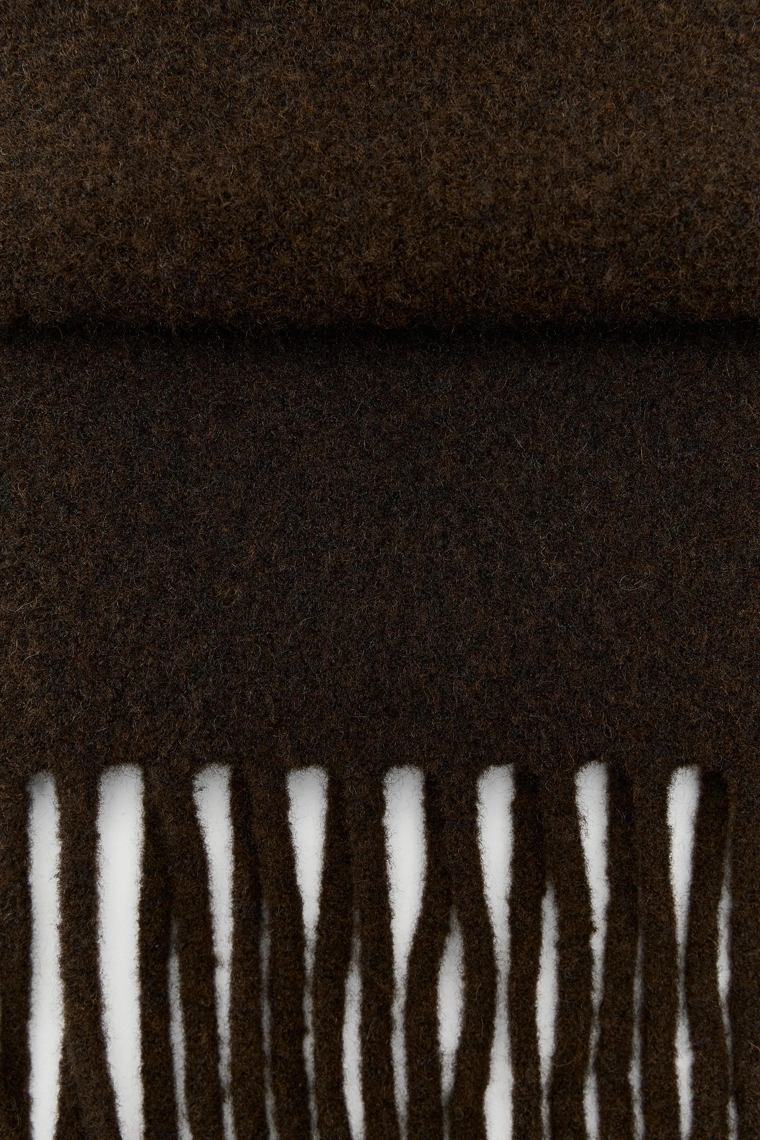 ТРИКОТАЖНЫЙ ШАРФ С ШЕРСТЬЮ И БАХРОМОЙ