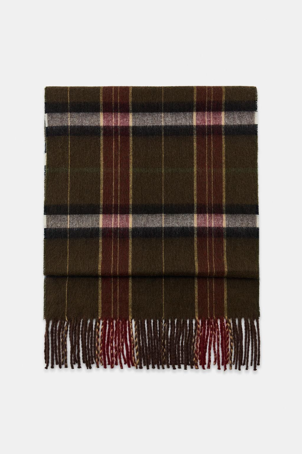 ШАРФ В КЛЕТКУ С БАХРОМОЙ