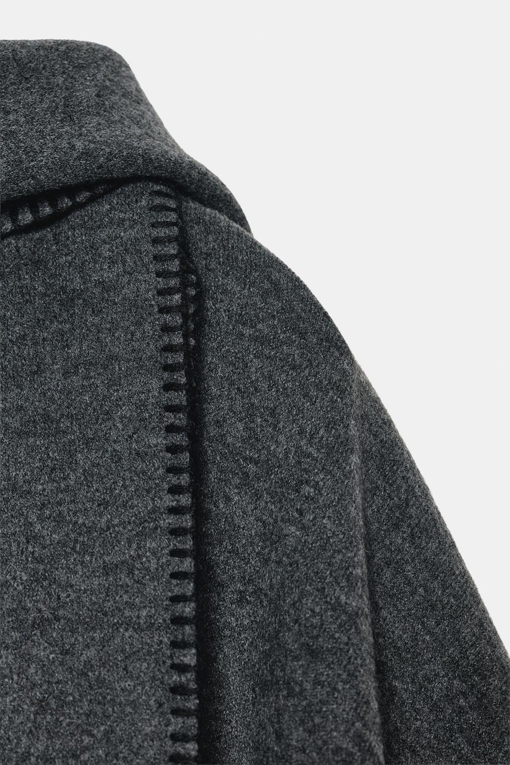 ТРИКОТАЖНАЯ НАКИДКА С ШАРФОМ И КОНТРАСТНОЙ НИТЬЮ