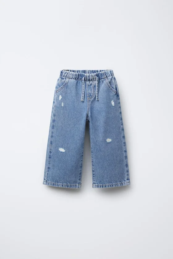 ДЖИНСЫ WIDE LEG FLUIDO С ДЫРКАМИ