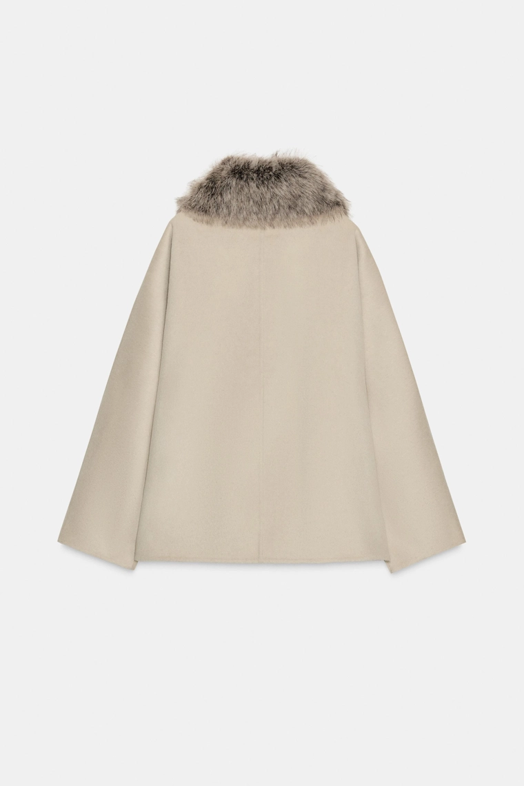 КУРТКА С ШЕРСТЬЮ И ВОРОТНИКОМ ИЗ ИСКУССТВЕННОГО МЕХА — ZW COLLECTION