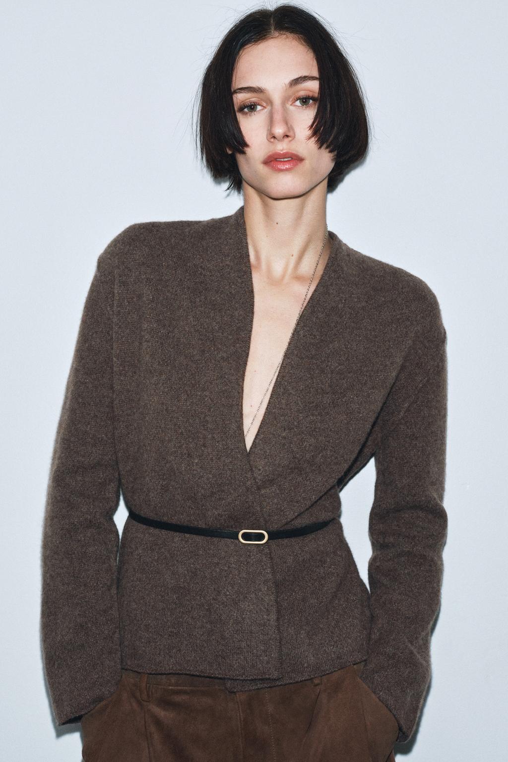 КАРДИГАН ИЗ 100% ШЕРСТИ С РЕМНЕМ