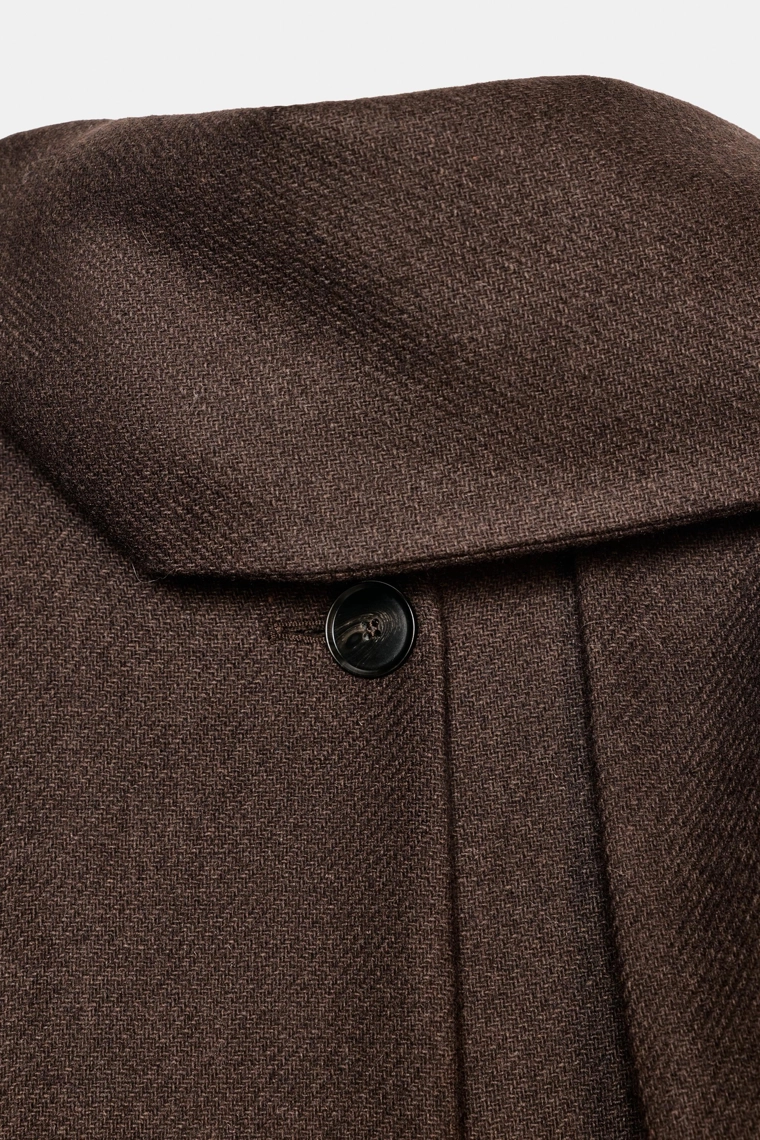 КОРОТКОЕ ПАЛЬТО ИЗ СМЕСОВОЙ ШЕРСТИ С ШАРФОМ