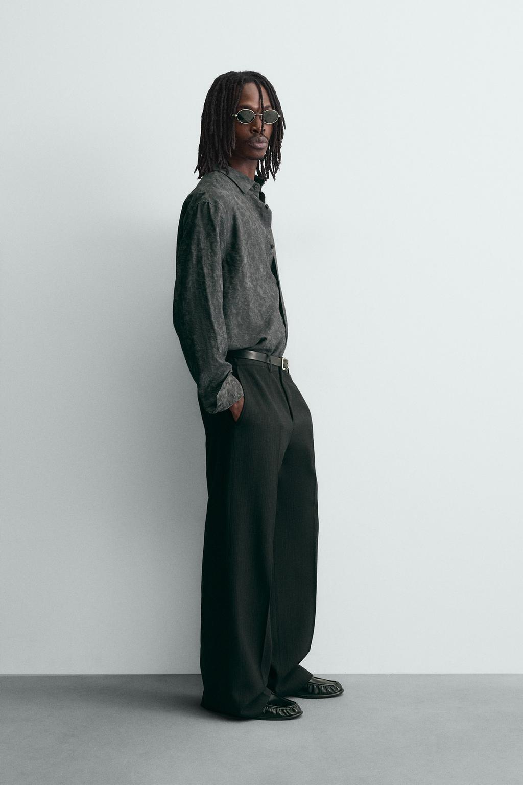 РУБАШКА СТРУЯЩЕГОСЯ ПОКРОЯ JACQUARD С ЦВЕТОЧНЫМ УЗОРОМ