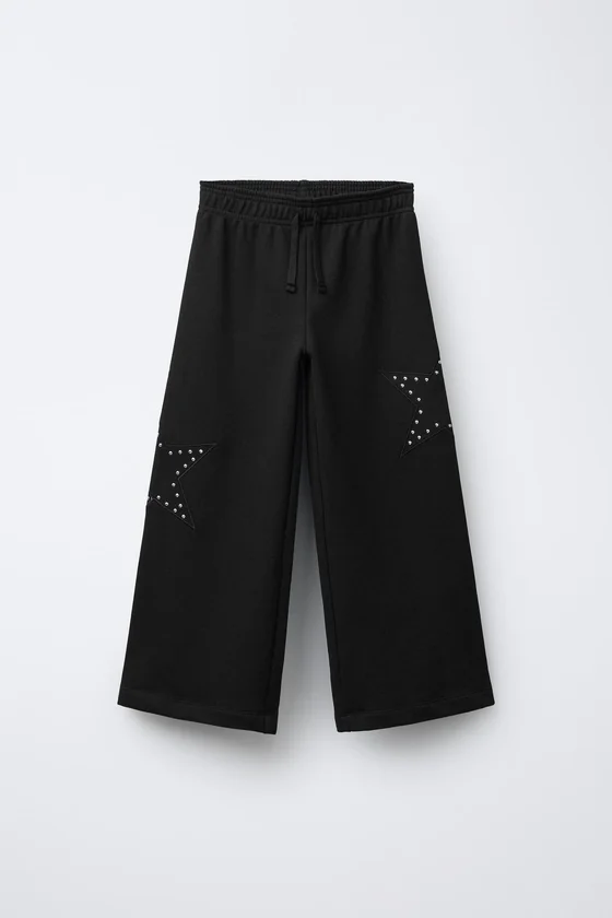БРЮКИ WIDE LEG С ЗАКЛЕПКАМИ И ЗВЕЗДАМИ