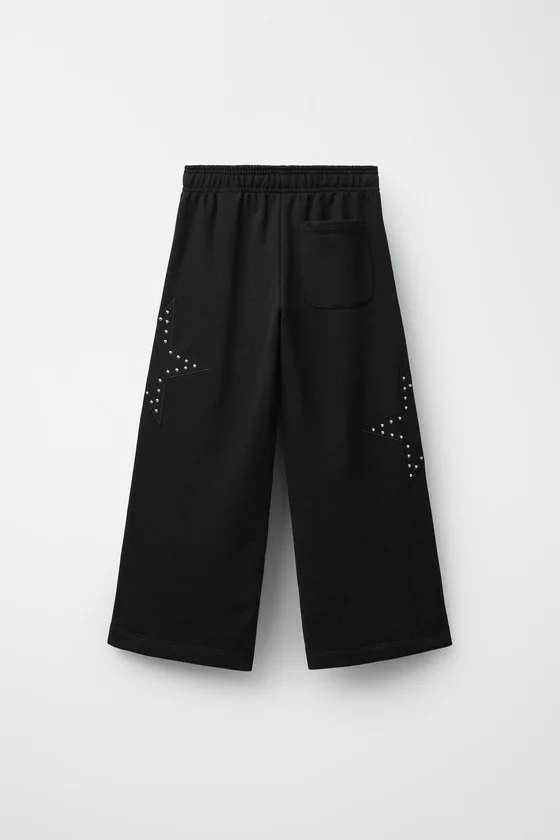 БРЮКИ WIDE LEG С ЗАКЛЕПКАМИ И ЗВЕЗДАМИ