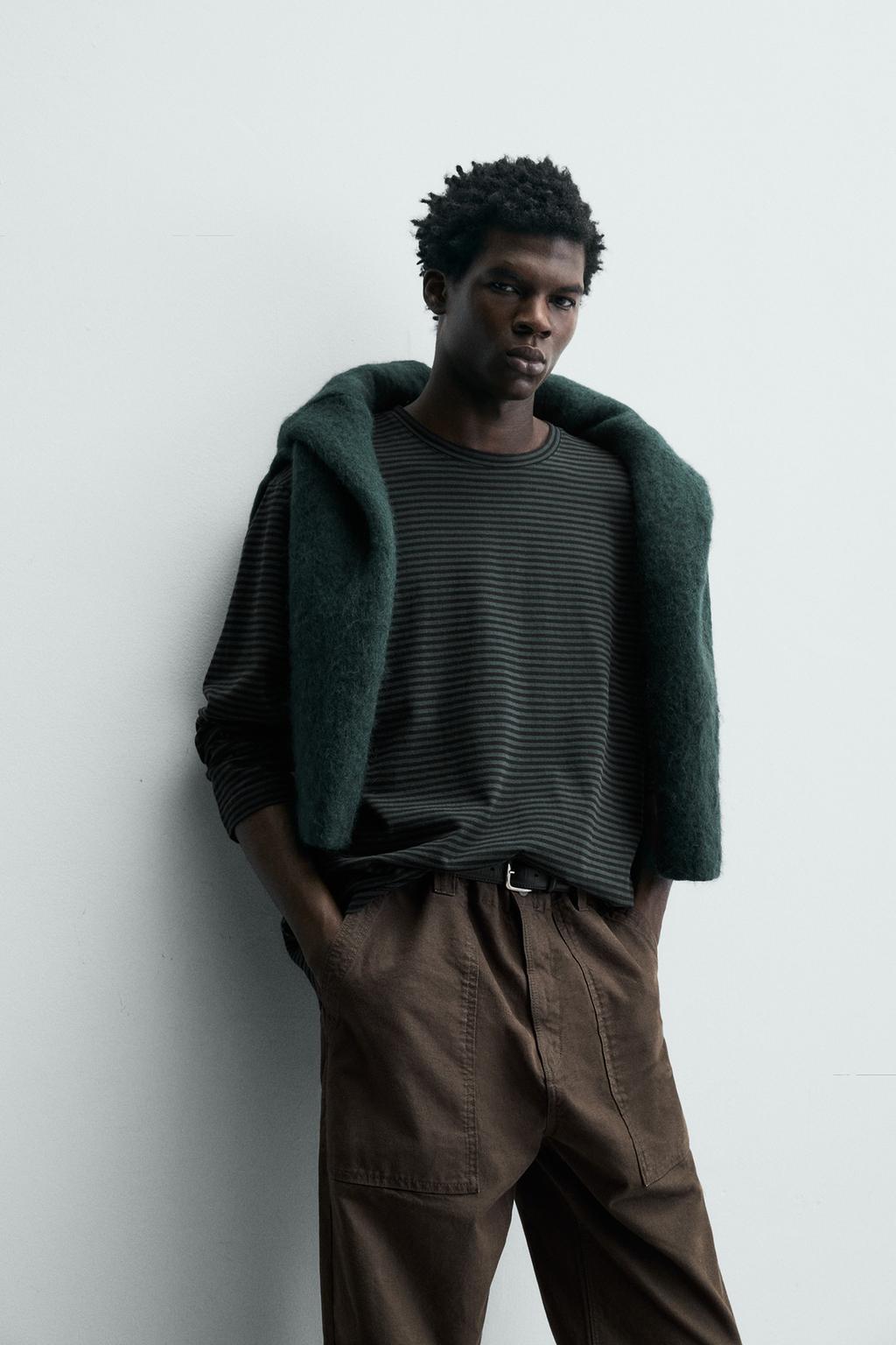 ХЛОПКОВАЯ ФУТБОЛКА В ПОЛОСКУ С ЭФФЕКТОМ ПОТЕРТОСТИ