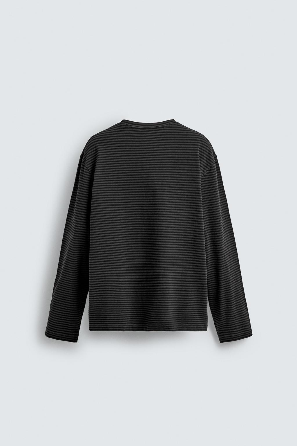 ХЛОПКОВАЯ ФУТБОЛКА В ПОЛОСКУ С ЭФФЕКТОМ ПОТЕРТОСТИ