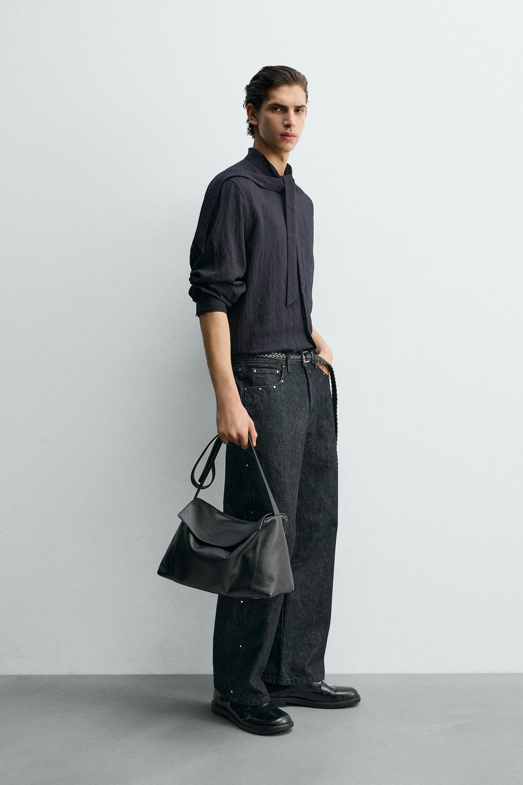 РУБАШКА ИЗ СТРУЯЩЕЙСЯ ТКАНИ С БАНТОМ