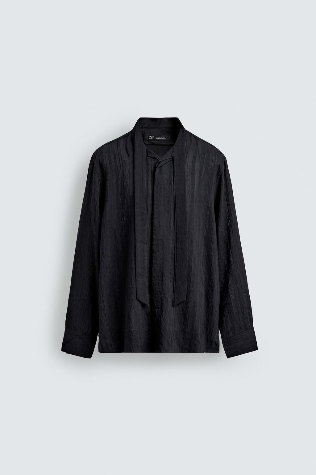 РУБАШКА ИЗ СТРУЯЩЕЙСЯ ТКАНИ С БАНТОМ