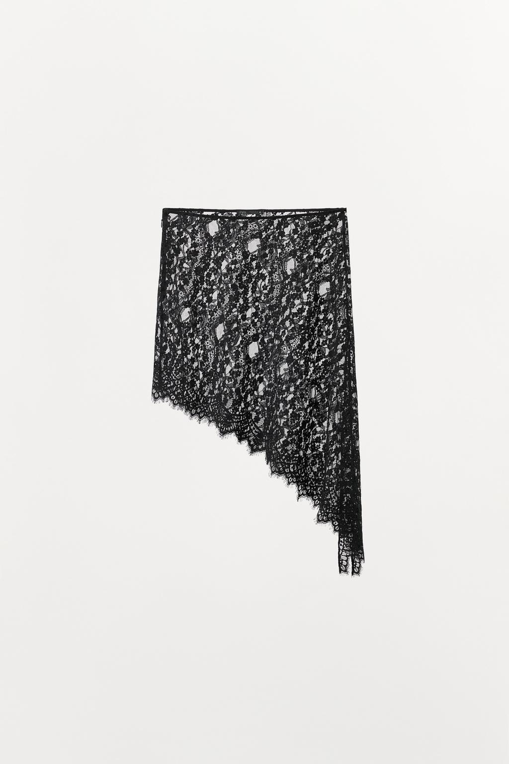 АСИММЕТРИЧНАЯ КРУЖЕВНАЯ ЮБКА МИДИ