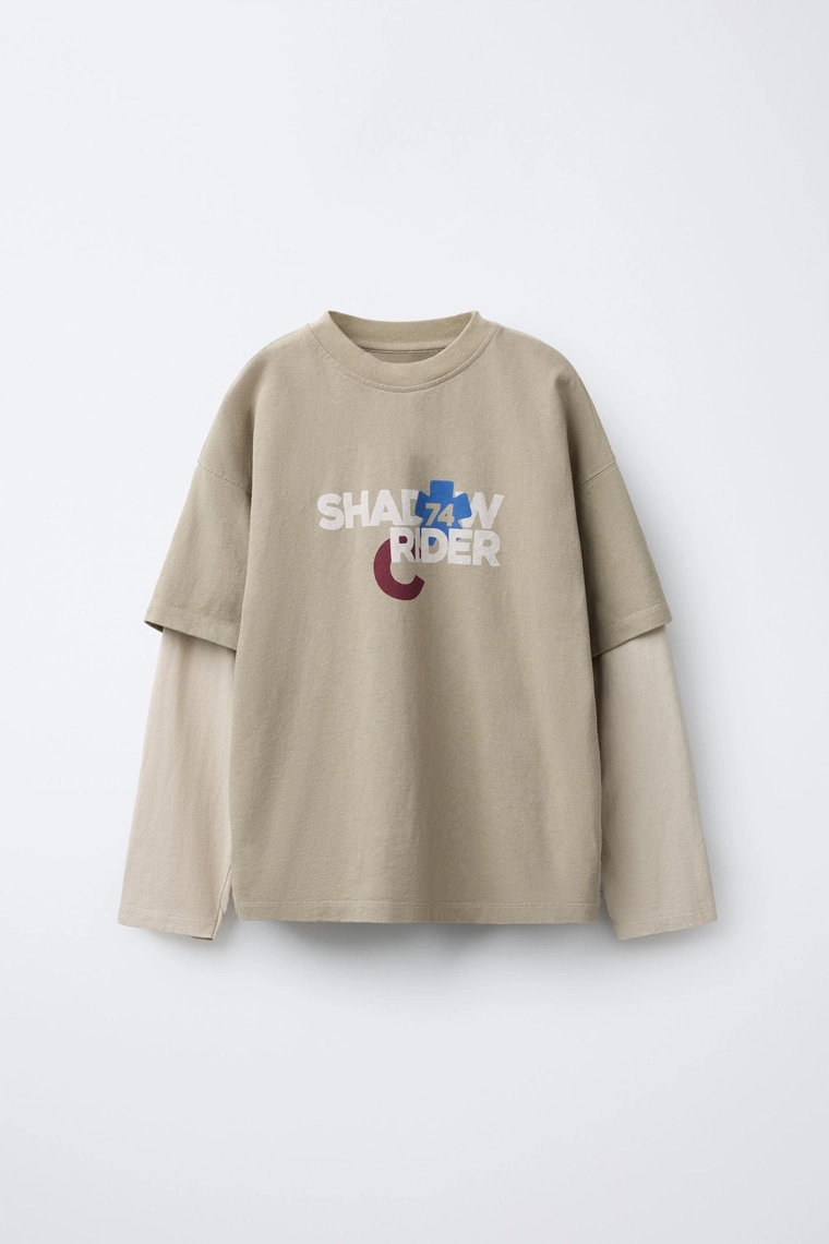 ФУТБОЛКА С ПРИНТОМ «RIDER» И ДВОЙНЫМИ РУКАВАМИ