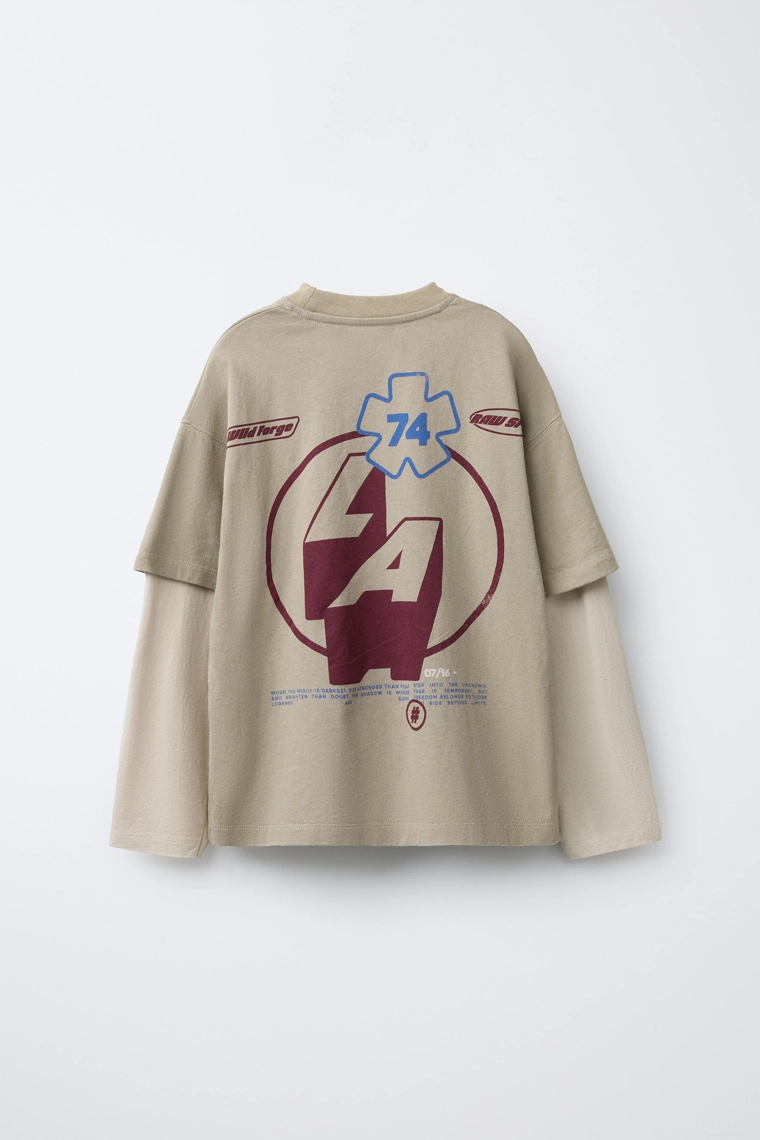 ФУТБОЛКА С ПРИНТОМ «RIDER» И ДВОЙНЫМИ РУКАВАМИ