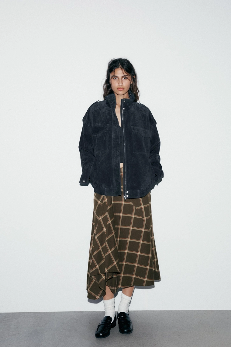 ЮБКА МИДИ В КЛЕТКУ С ВОЛАНАМИ