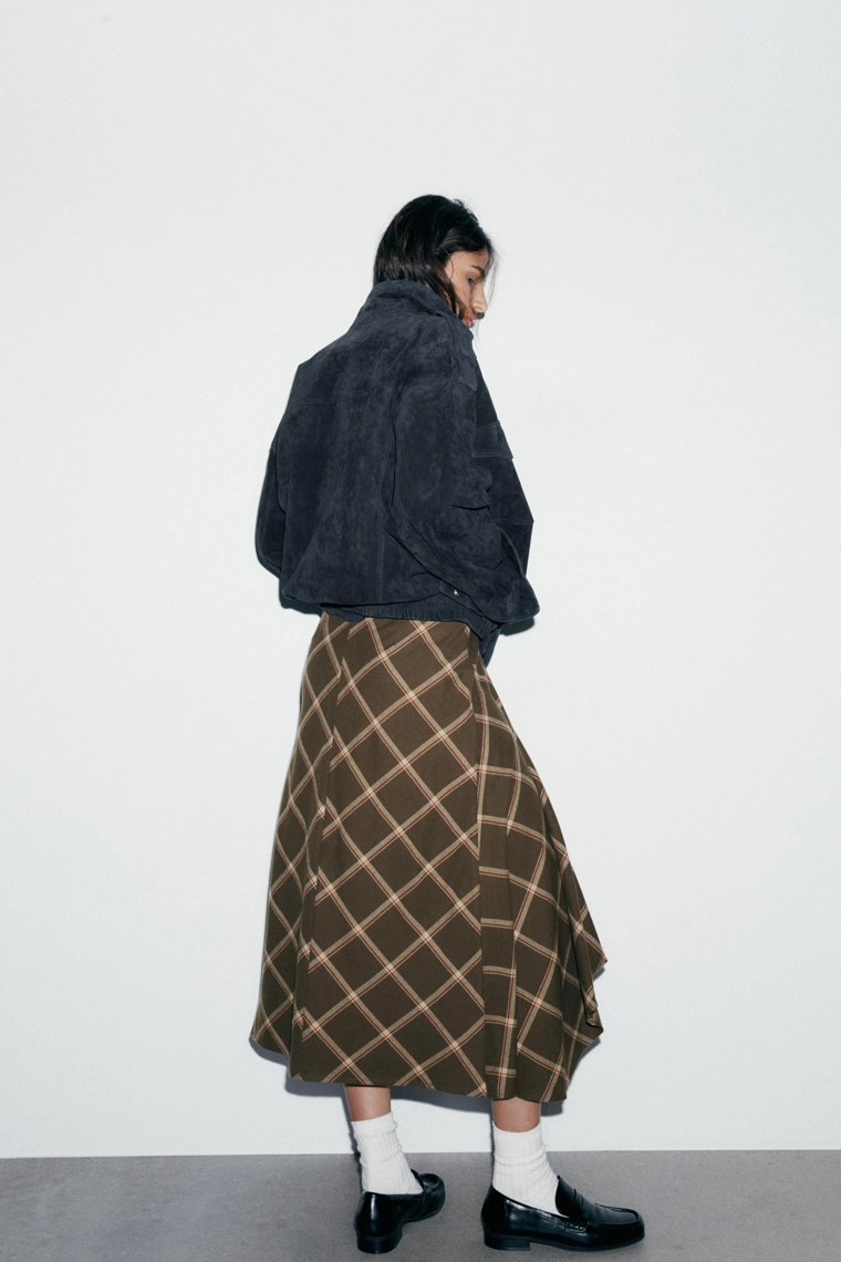 ЮБКА МИДИ В КЛЕТКУ С ВОЛАНАМИ