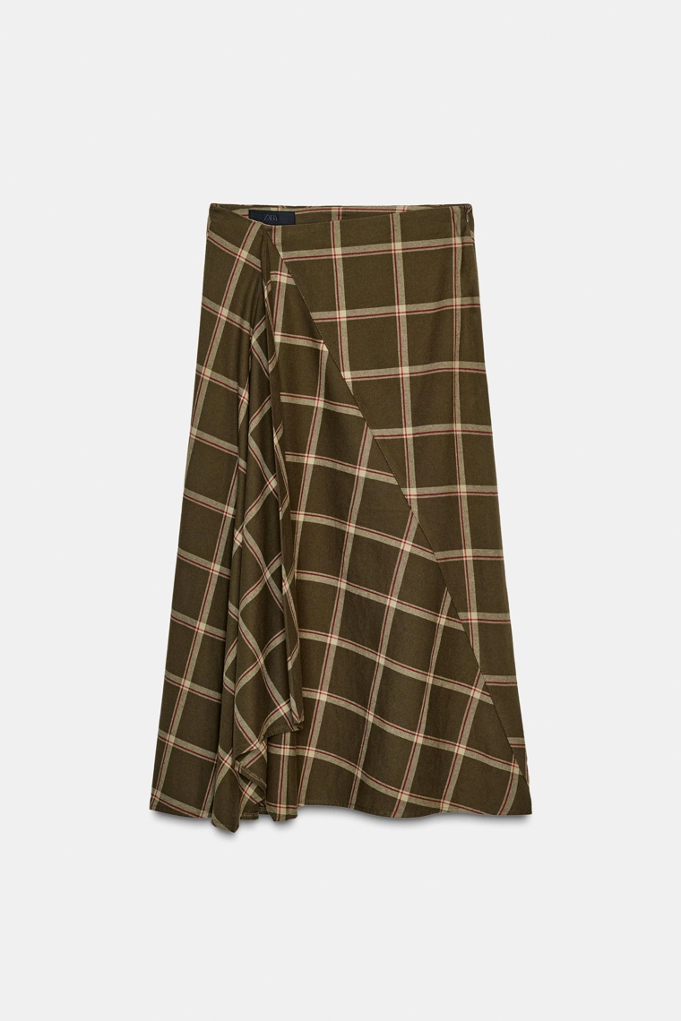 ЮБКА МИДИ В КЛЕТКУ С ВОЛАНАМИ