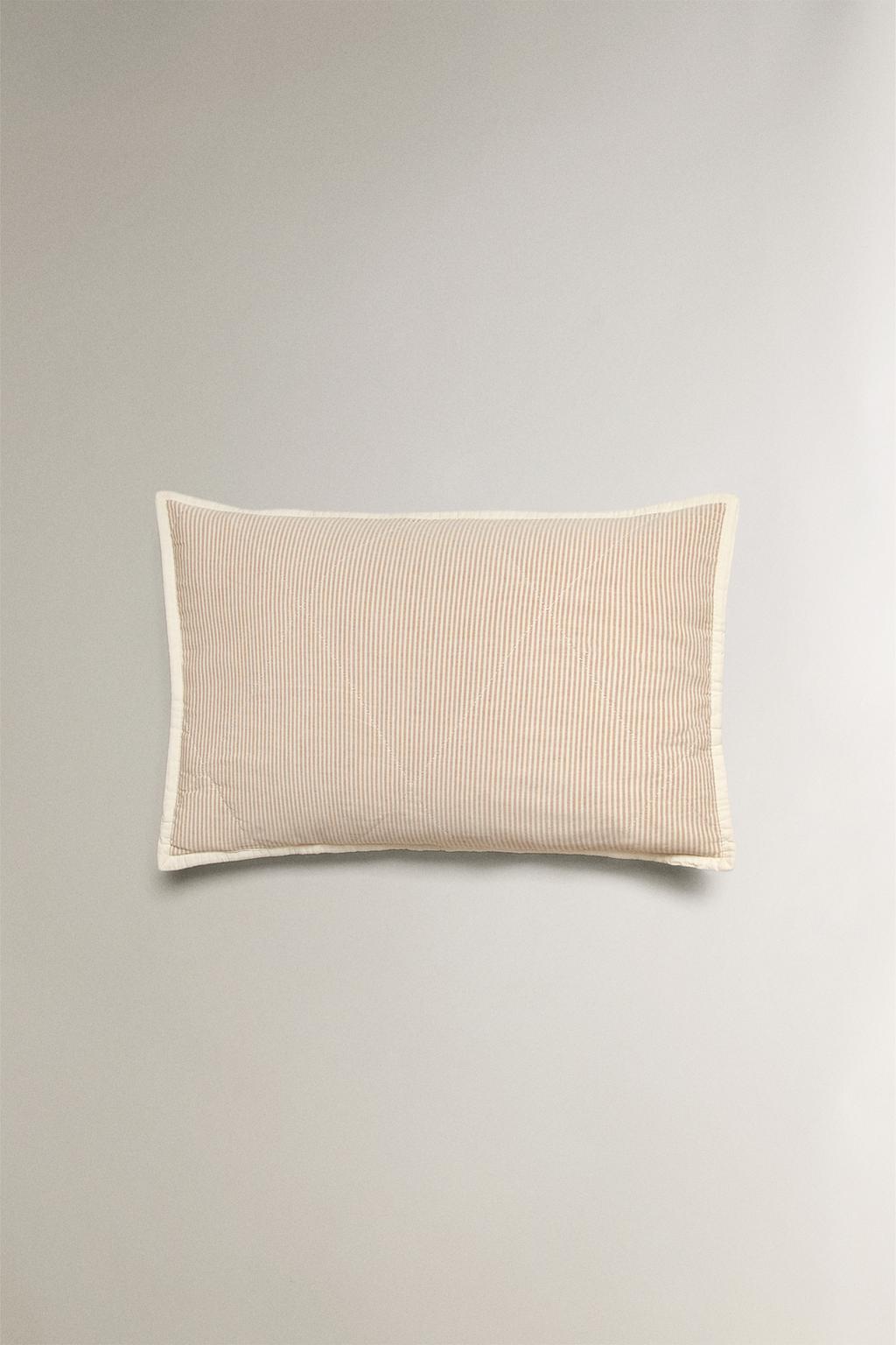 Детский стеганный хлопковый чехол для подушки в полоску