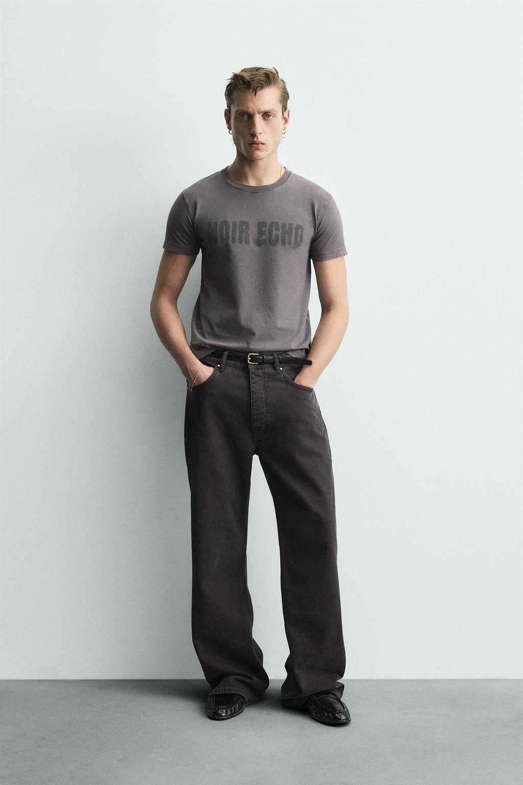 ФУТБОЛКА КРОП С НАДПИСЬЮ И ЭФФЕКТОМ ПОТЕРТОСТИ