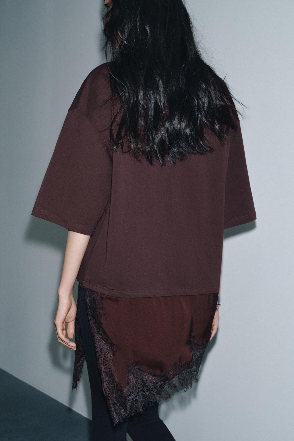 КОМБИНИРОВАННАЯ ФУТБОЛКА С КРУЖЕВОМ