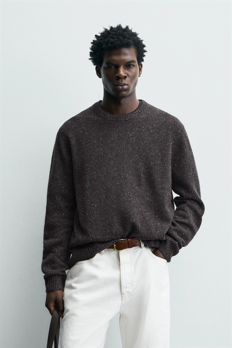 СВИТЕР ИЗ 100% ШЕРСТИ С ЭФФЕКТОМ ПРЯЖИ