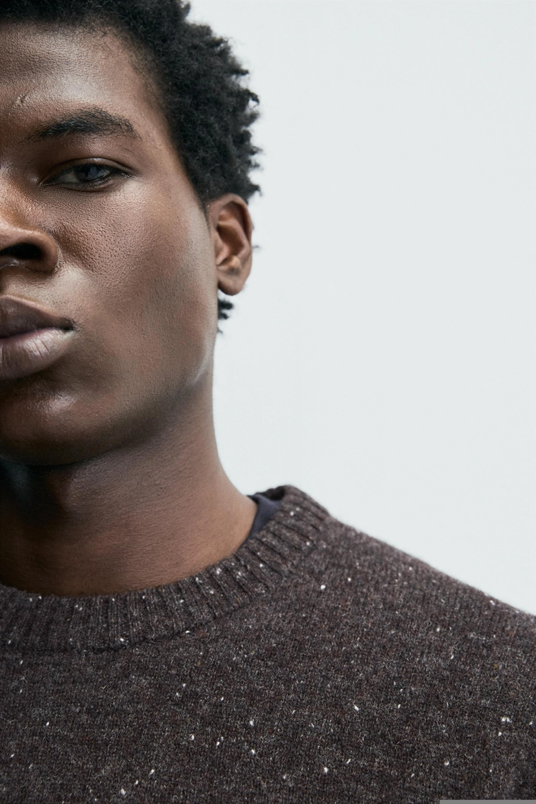 СВИТЕР ИЗ 100% ШЕРСТИ С ЭФФЕКТОМ ПРЯЖИ