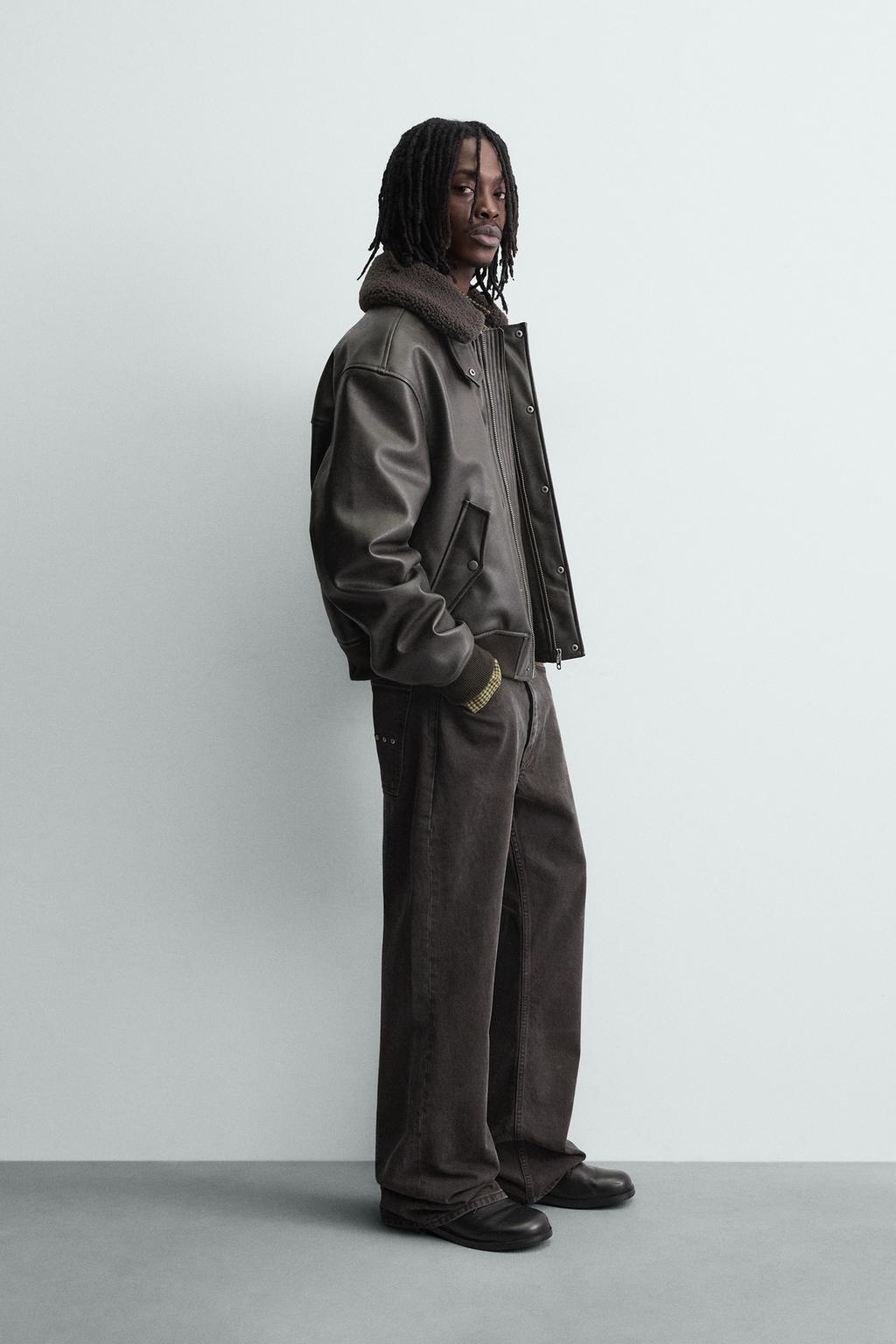 КУРТКА ИЗ ИСКУССТВЕННОЙ КОЖИ СО СЪЕМНЫМ ВОРОТНИКОМ