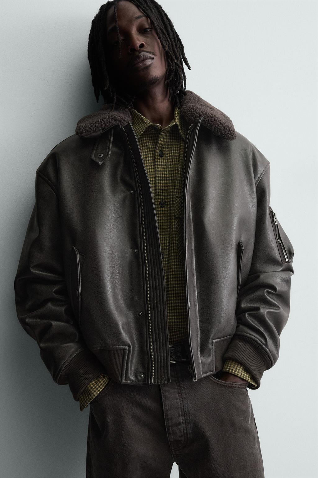 КУРТКА ИЗ ИСКУССТВЕННОЙ КОЖИ СО СЪЕМНЫМ ВОРОТНИКОМ