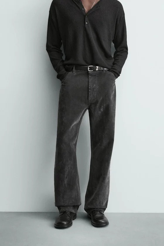 БРЮКИ RELAXED FIT С ФЛОКИРОВАНИЕМ