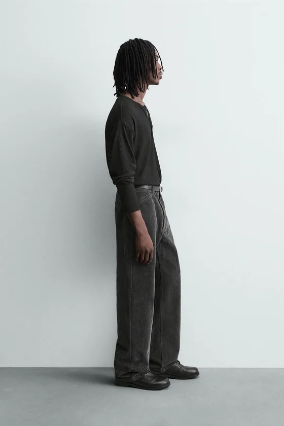 БРЮКИ RELAXED FIT С ФЛОКИРОВАНИЕМ