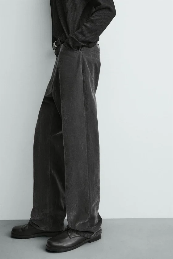 БРЮКИ RELAXED FIT С ФЛОКИРОВАНИЕМ