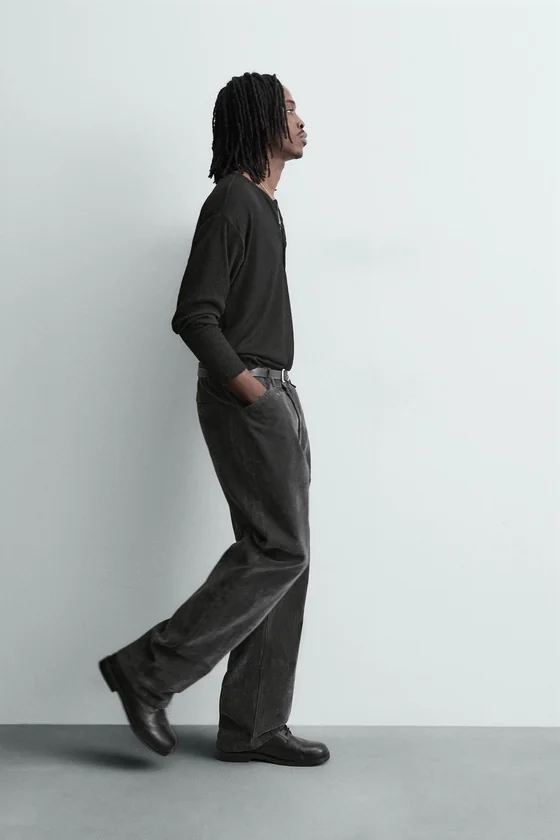 БРЮКИ RELAXED FIT С ФЛОКИРОВАНИЕМ