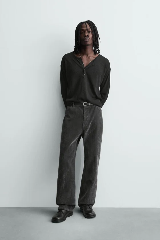БРЮКИ RELAXED FIT С ФЛОКИРОВАНИЕМ