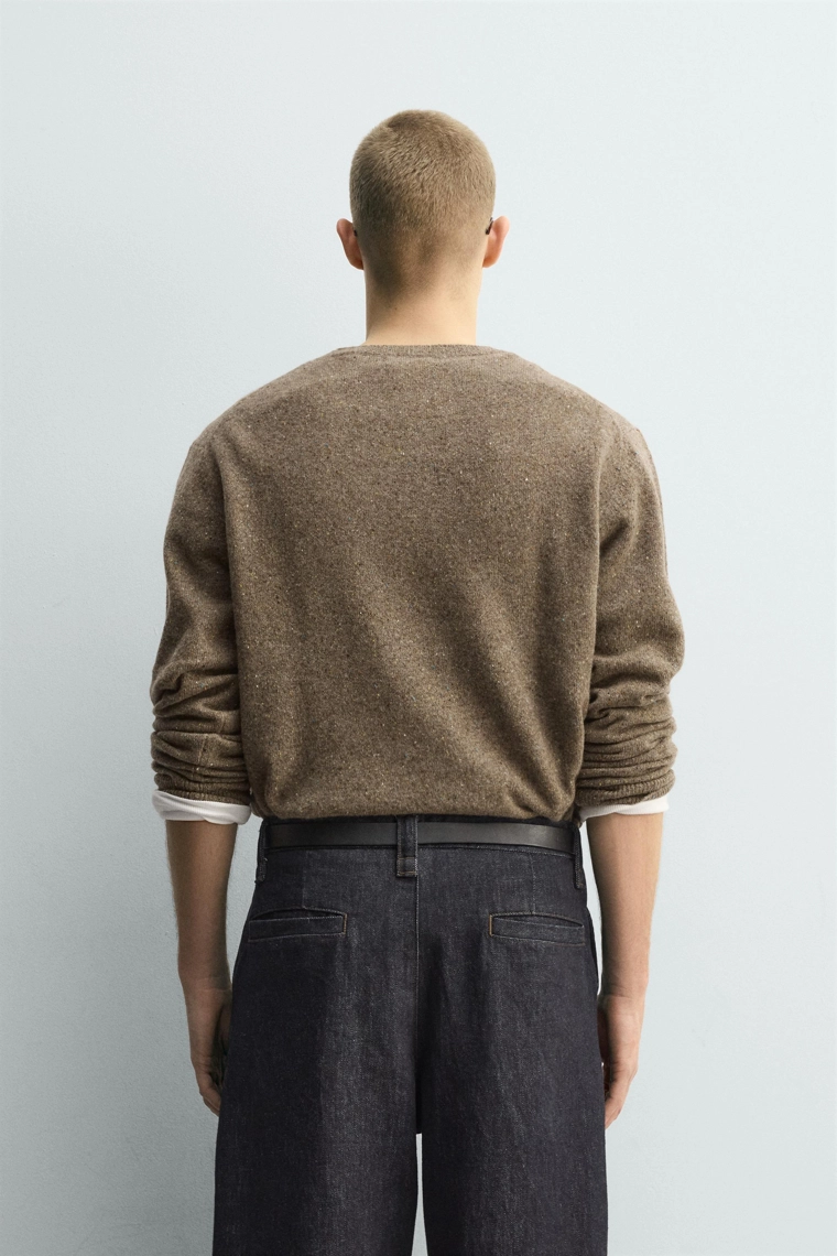 СВИТЕР ИЗ 100% ШЕРСТИ С ЭФФЕКТОМ ПРЯЖИ