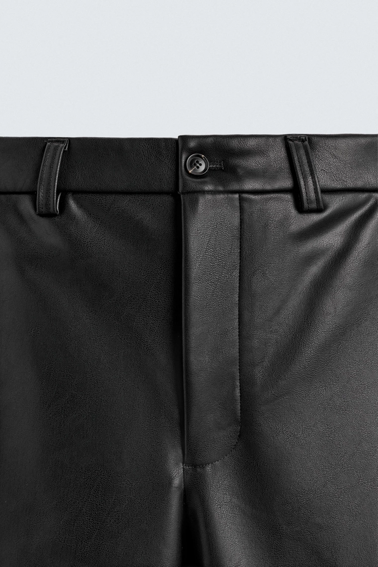 БРЮКИ СВОБОДНОГО КРОЯ ИЗ ИСКУССТВЕННОЙ КОЖИ