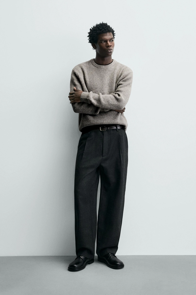 СВИТЕР REGULAR FIT ИЗ ВАФЕЛЬНОЙ ТКАНИ