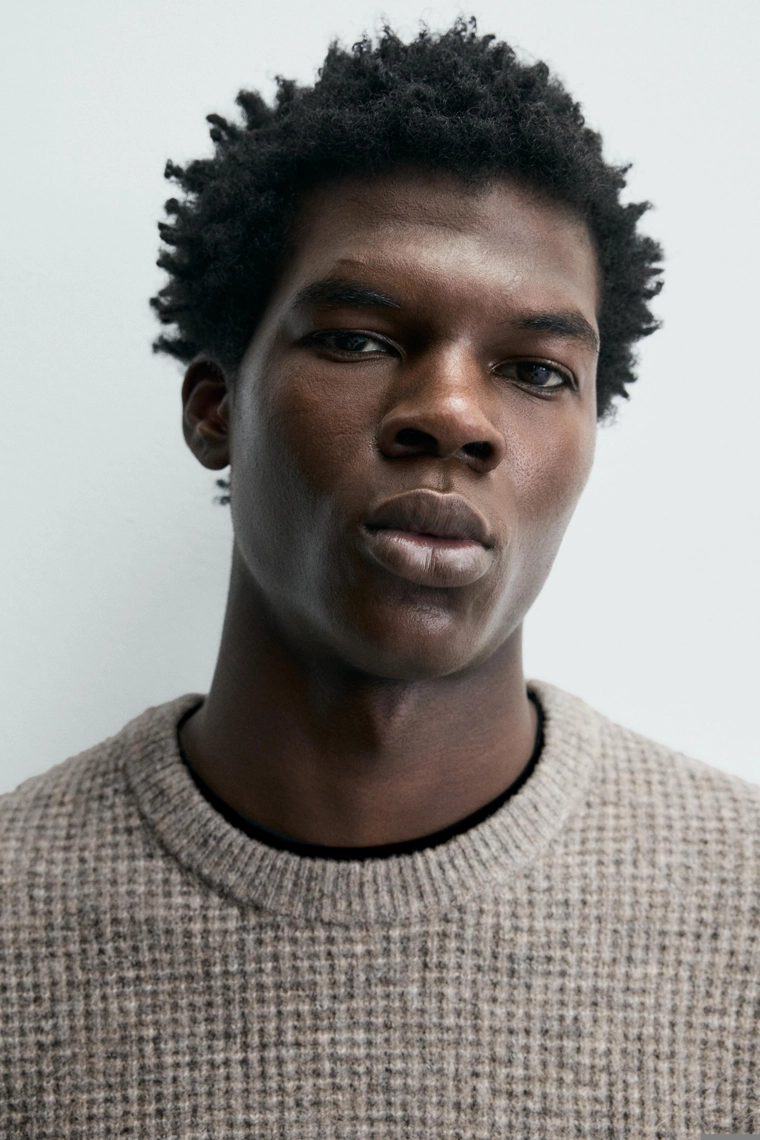 СВИТЕР REGULAR FIT ИЗ ВАФЕЛЬНОЙ ТКАНИ