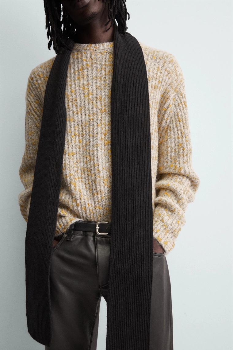 СВИТЕР ИЗ РЕЛЬЕФНОЙ ТКАНИ С КОНТРАСТНЫМ УЗОРОМ