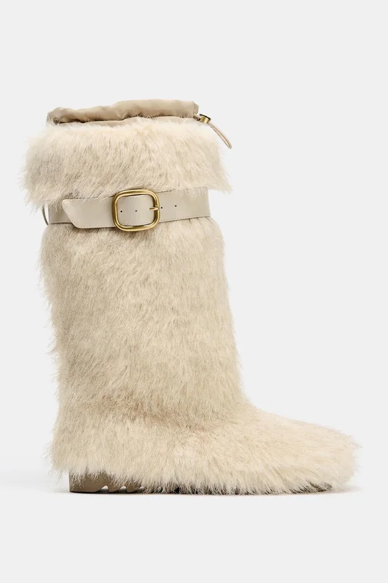 САПОГИ ИЗ ИСКУССТВЕННОГО МЕХА С РЕМЕШКОМ — SKI COLLECTION