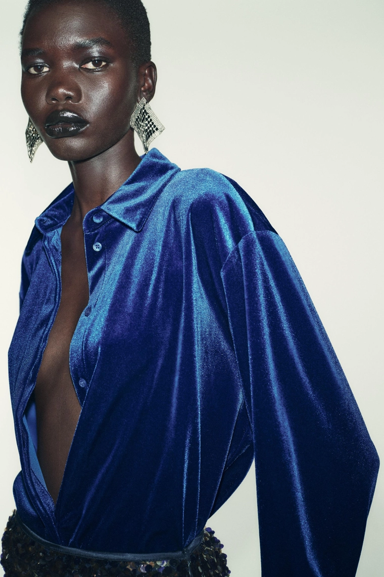 БАРХАТНАЯ РУБАШКА С БАНТАМИ