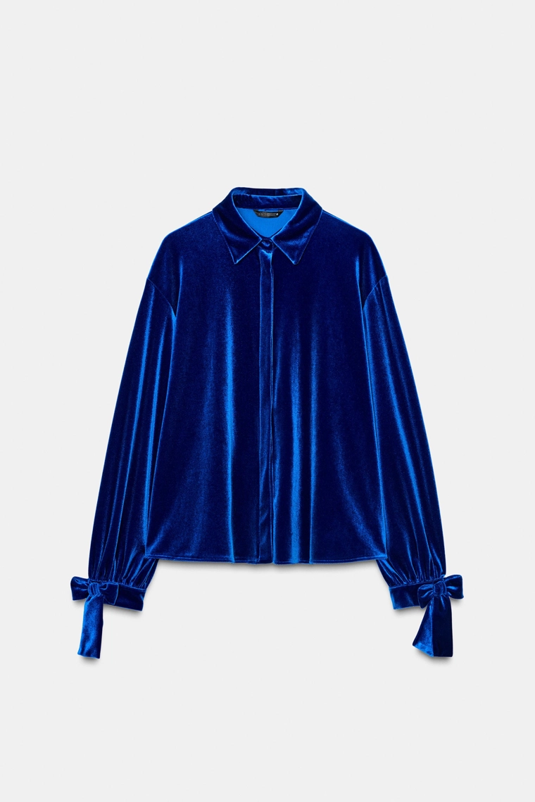 БАРХАТНАЯ РУБАШКА С БАНТАМИ