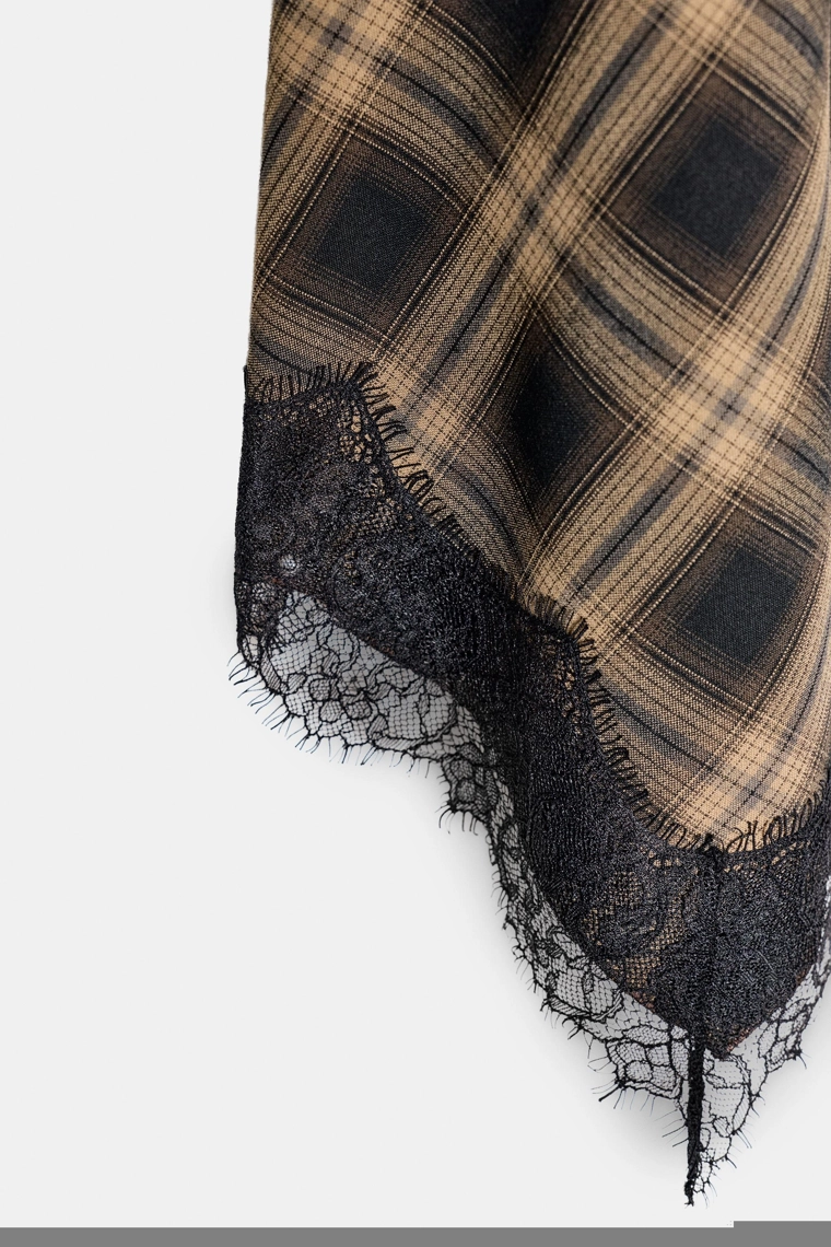 ЮБКА В КЛЕТКУ С КРУЖЕВОМ — ZW COLLECTION LIMITED EDITION