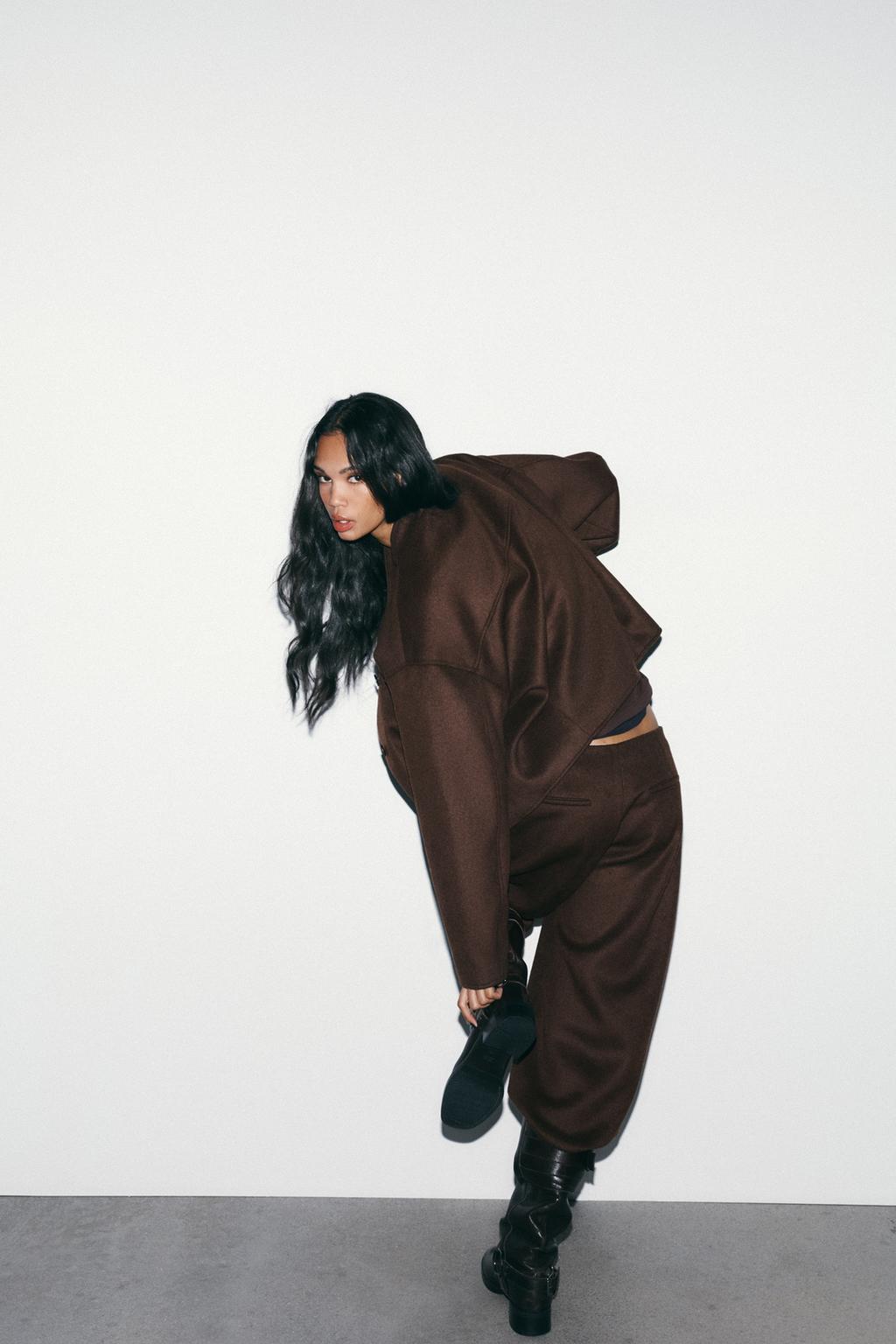 БРЮКИ BARREL ИЗ СМЕСОВОЙ ШЕРСТИ СО СКЛАДКАМИ