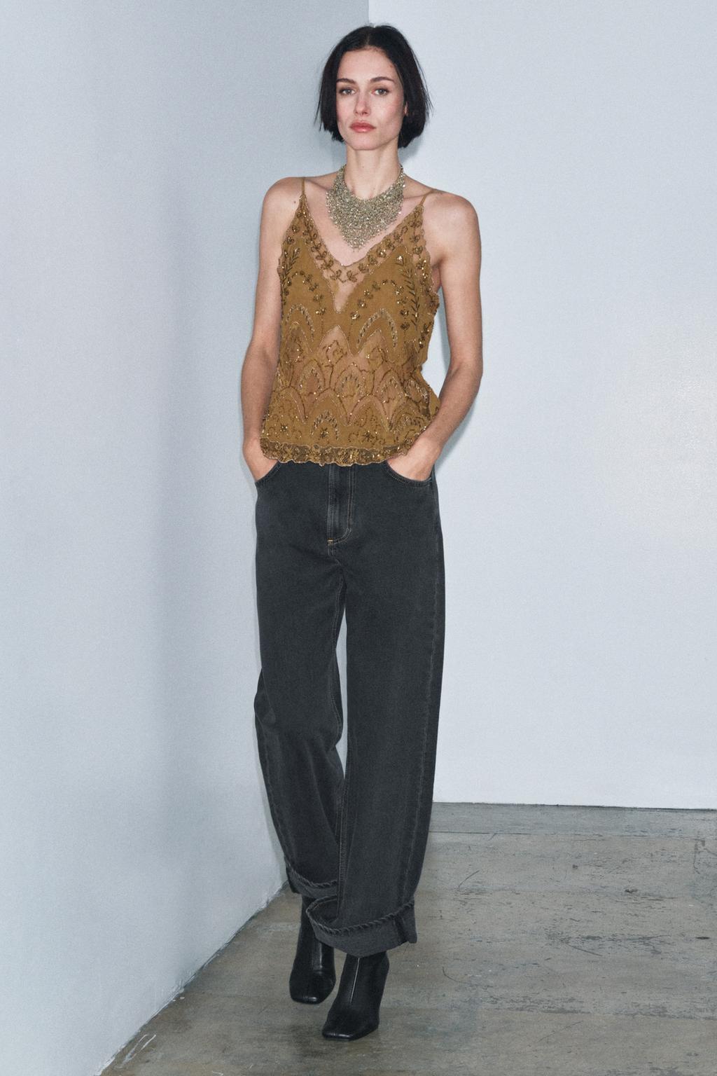 ТОП С ВЫШИВКОЙ И БУСИНАМИ — ZW COLLECTION LIMITED EDITION